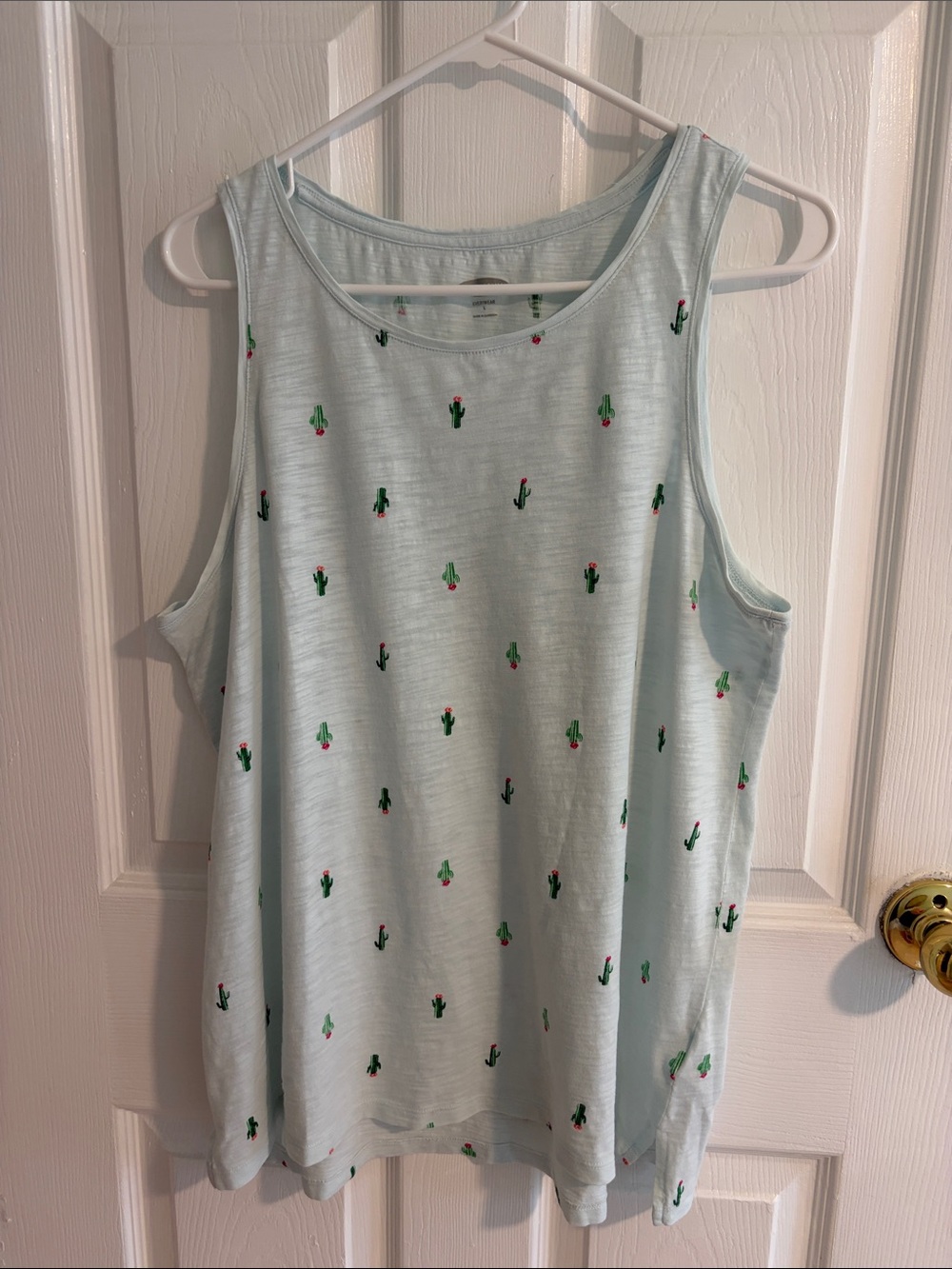 Old Navy Light Blue Tank with Tiny Cactus